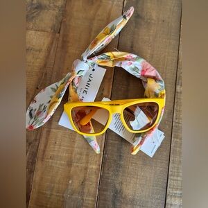 Janie and Jack Bright Yellow Sunglasses with Floral Headband